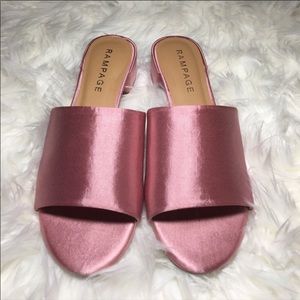 NWOT Rampage Pink Satin Block Heel Sandals